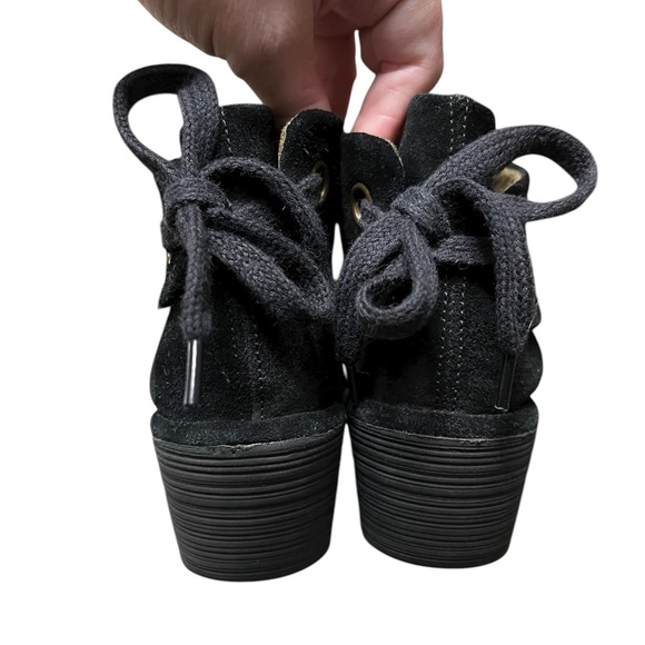 Fly London Yama black suede wedge ankle boots with tie back - Picture 5 of 10